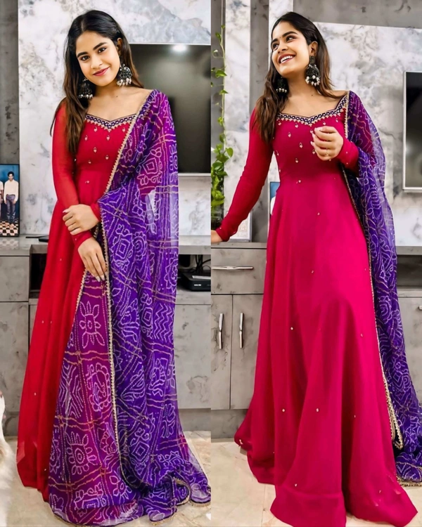 Uniquely Embriodry designed with full sleeves And Full Cut Dupatta . It is giving perfect stylish look for this season - Pink, 3XL