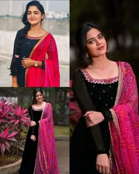 Uniquely Embriodry designed with full sleeves And Full Cut Dupatta . It is giving perfect stylish look for this season - Green, S