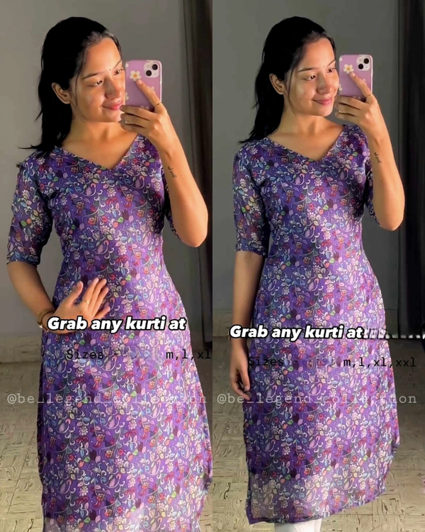 TRENDING  SUMMER COLLECTION NEW LAUNCHING KURTI - Purple, M