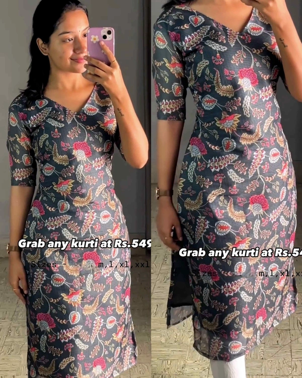 TRENDING  SUMMER COLLECTION NEW LAUNCHING KURTI - Dove Gray, 2XL