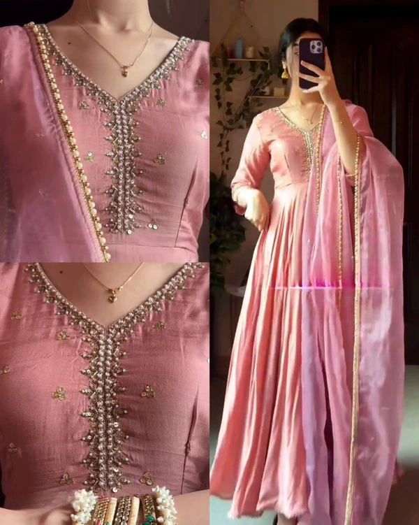 New Designer Party Gown Pent & Dupatta Set - L