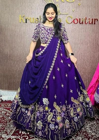 Beautifully Full Stitched Embroidered Designer Lahenga Choli For Marriage/Festive Season    - L