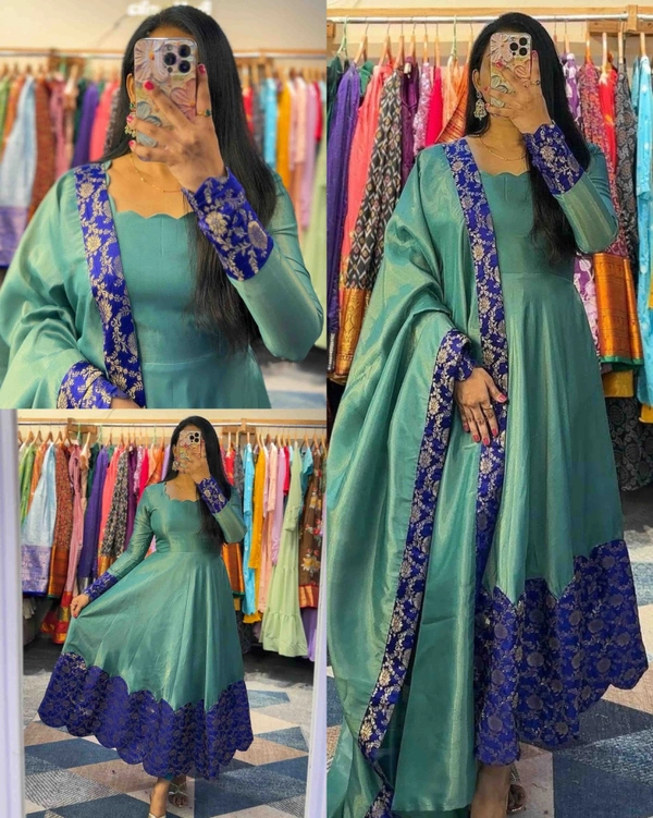 Trendy Designer Silk Gown A Beautiful Blend Of elegance and Charm For This Wedding and festival - L, Teal