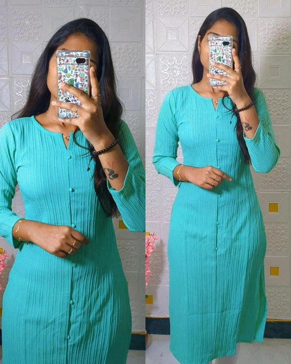 Popcorn kurti - teal, 2XL