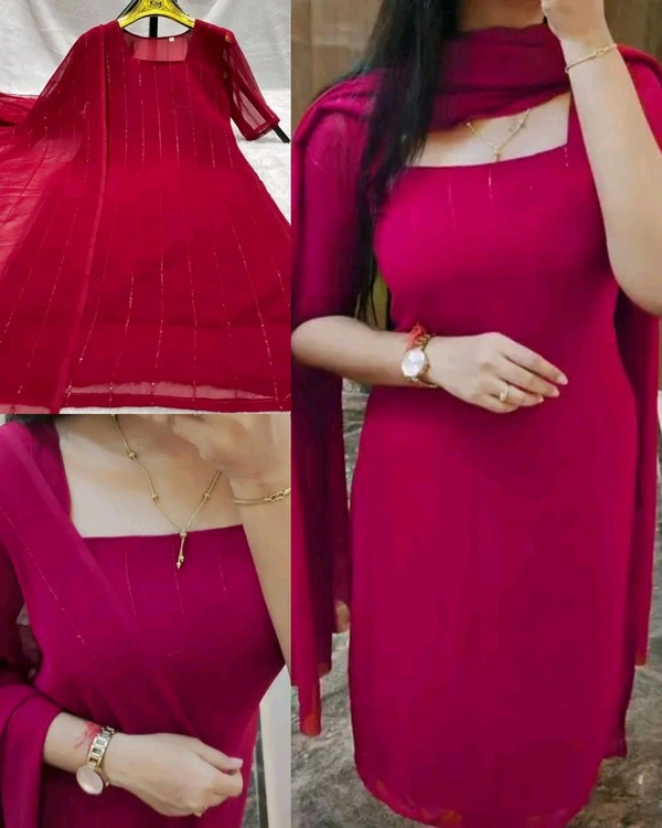TRENDING SUMMER COLLECTION KURTI+DUPATTA - 2XL, Pink