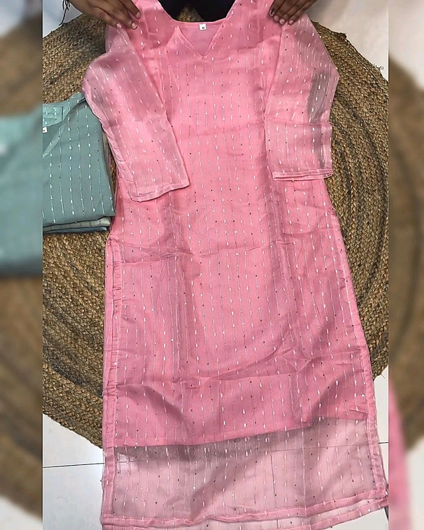 Summer Reason Special Presenting Sequence Soft georgette V shape neck light-weight kurti for daily routine office work and festive - Pink, M