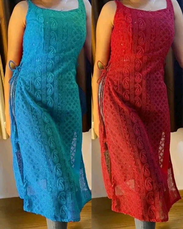 Heavy chikankari kurti - Black, 2XL