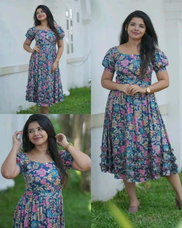 Stylish Floral Outfit Summer Dress - Multi Color (4), M