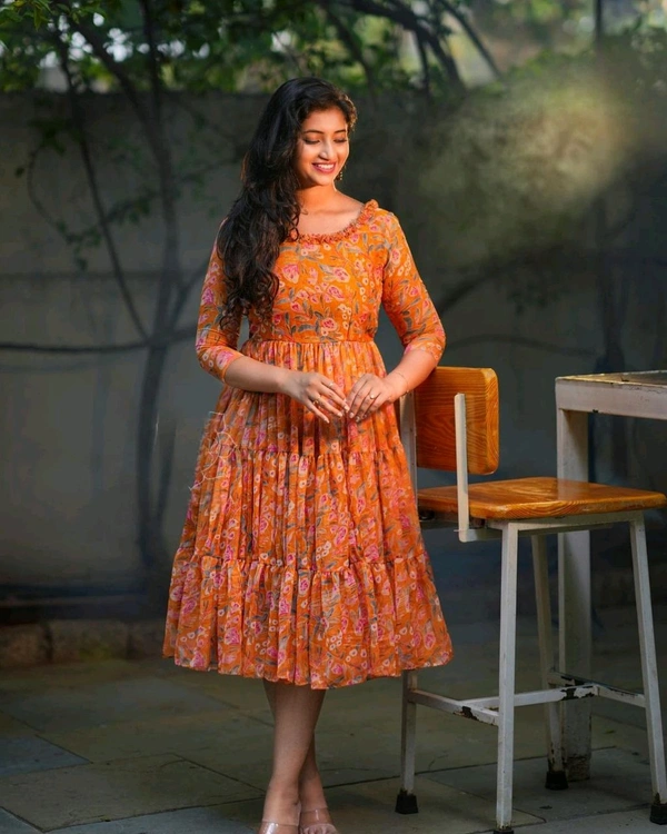 Stylish Floral Outfit Summer Dress - Orange, M