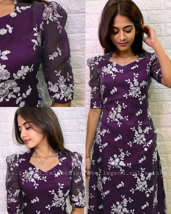 Stylish Kurtis WITH COLOURS - Purple, S