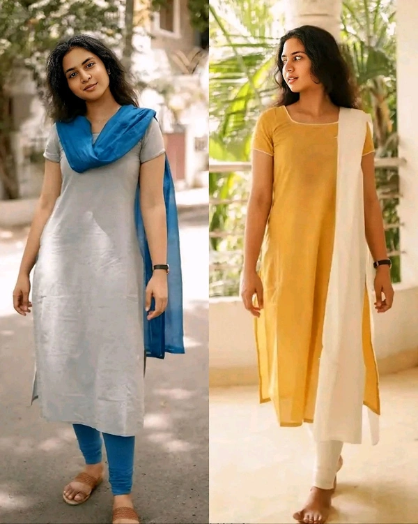 Introducing New Designer Straight Cut Kurtis with Dupatta  - Yellow, M