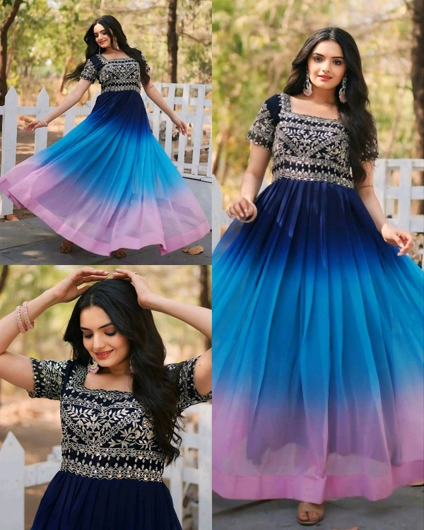 Designer Gown is luxury clothing Considered to be high quality Made by Zari-Thread & Sequins Embroidery - M