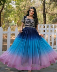 Designer Gown is luxury clothing Considered to be high quality Made by Zari-Thread & Sequins Embroidery - XL