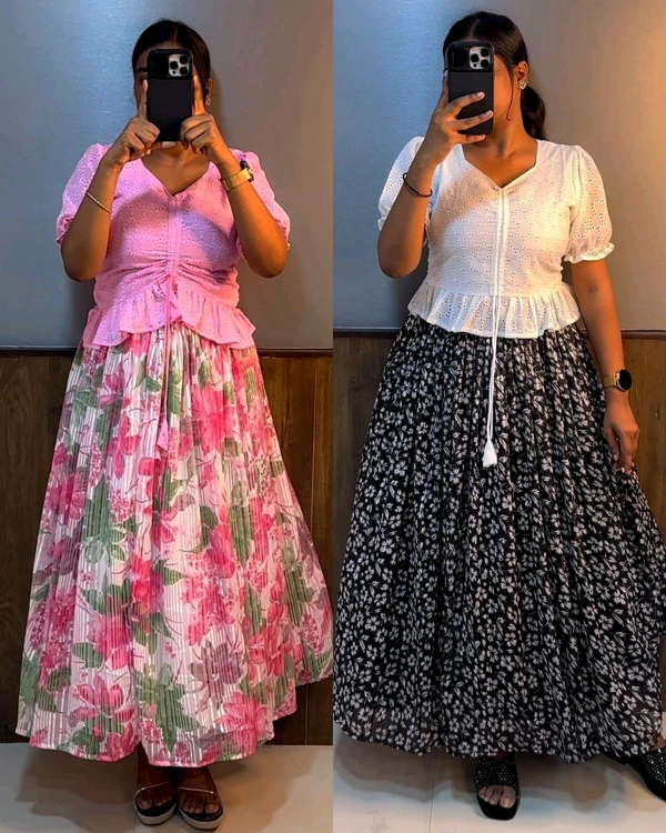 TRENDY launch Top & Skirt - S, Black