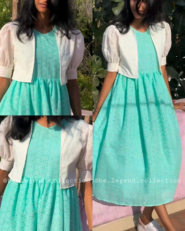 Attractive Cotton Gown for Women With Koti - Aqua Island, 2XL