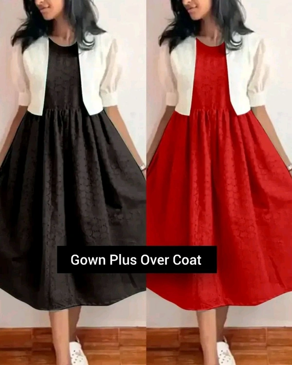 Attractive Cotton Gown for Women With Koti - Red, 2XL