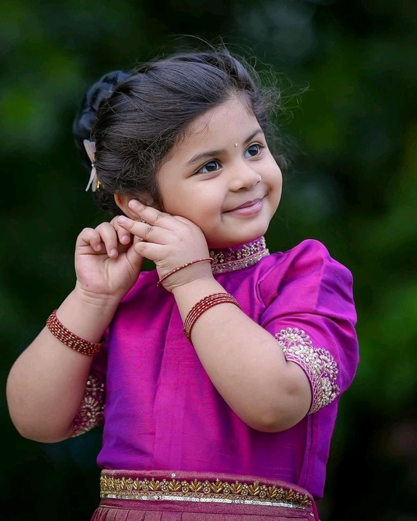 Child Wears Beautifully Stitched Soft Burberry Silk with Beautiful Sequins Embroidered Work  - Fuchsia Pink, 1-2 Years