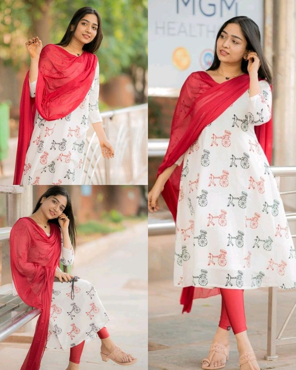 New Stylish Regular wear Kurti duptta - S