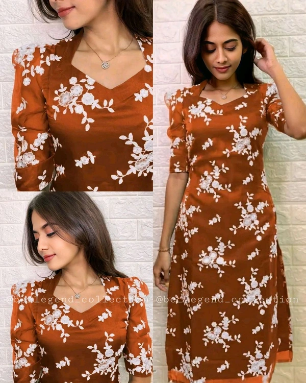 Women Office Wear Embroidered Straight Kurti - M