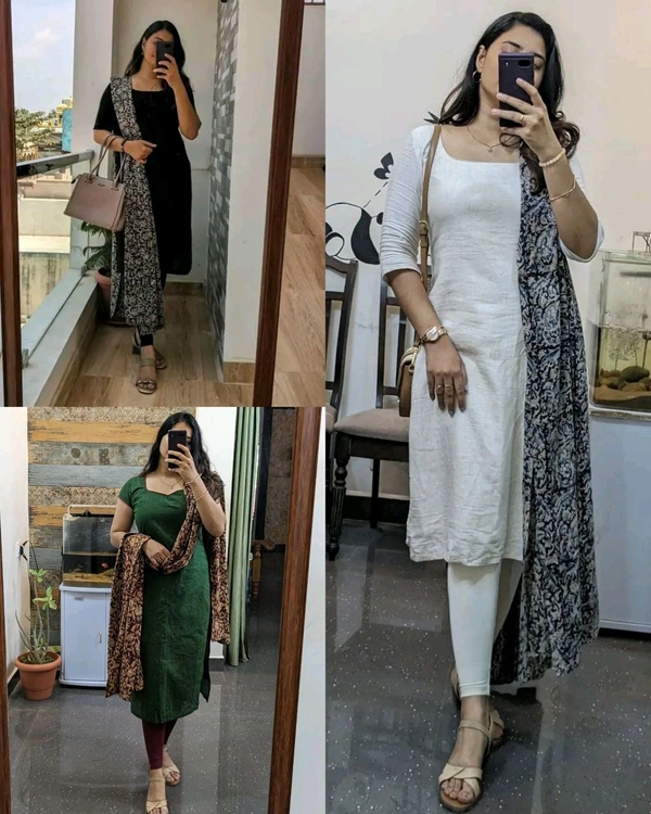 Ready to wear Fully stitched Multicolour Daily routine Office work wearable Light weight Kurti with Faux Georgette Digital printed Dupatta  - Green, 2XL