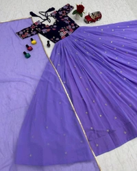 Trendy New Festival Gown With Dupatta - Fuchsia Blue, L
