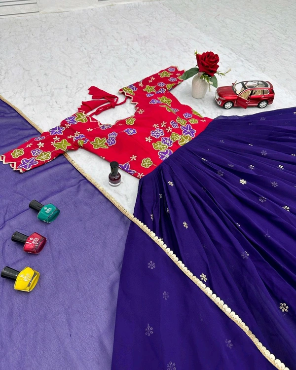 Trendy New Festival Gown With Dupatta - Fuchsia Blue, L