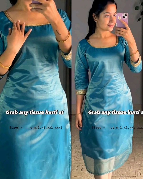 stylish handwork kurti  - Eastern Blue, XL
