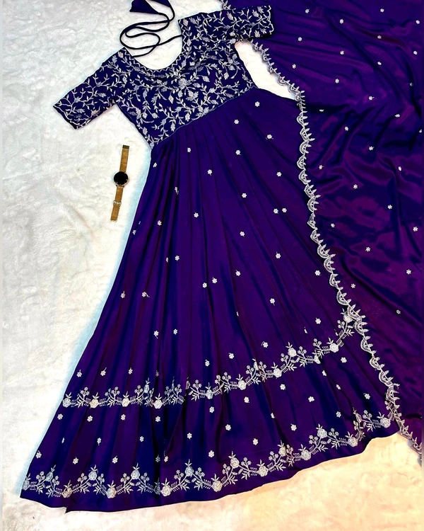 Best Premium Look Festival Gown with Dupatta - XL, Pigment Indigo