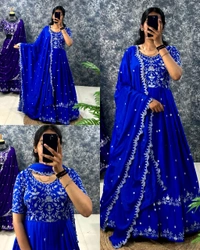Best Premium Look Festival Gown with Dupatta - 3XL, Pigment Indigo