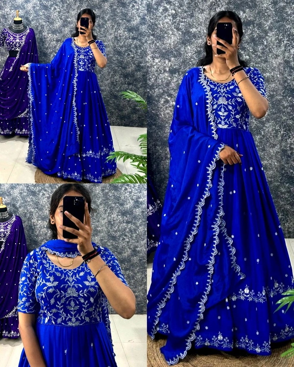 Best Premium Look Festival Gown with Dupatta - 3XL, Pigment Indigo