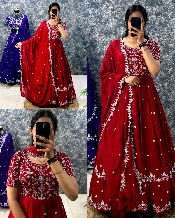 Best Premium Look Festival Gown with Dupatta - 3XL, Pigment Indigo