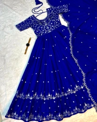 Best Premium Look Festival Gown with Dupatta - XL, Red