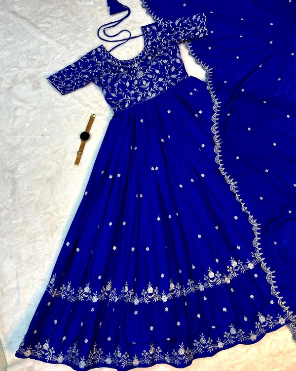 Best Premium Look Festival Gown with Dupatta - XL, Red