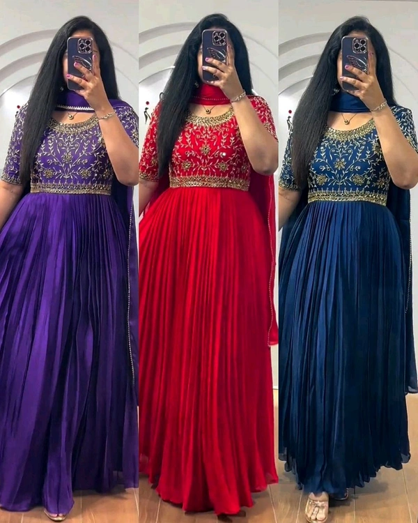 Grand Look Gown With Dupatta - Red, 2XL
