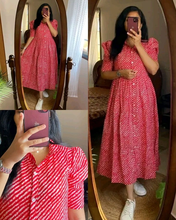 Beautiful floral print Cotton Full Flair Middy Gown!! - M