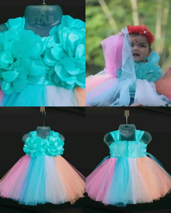 Fancy kids frock  - 1st Pink, 6-9 Months