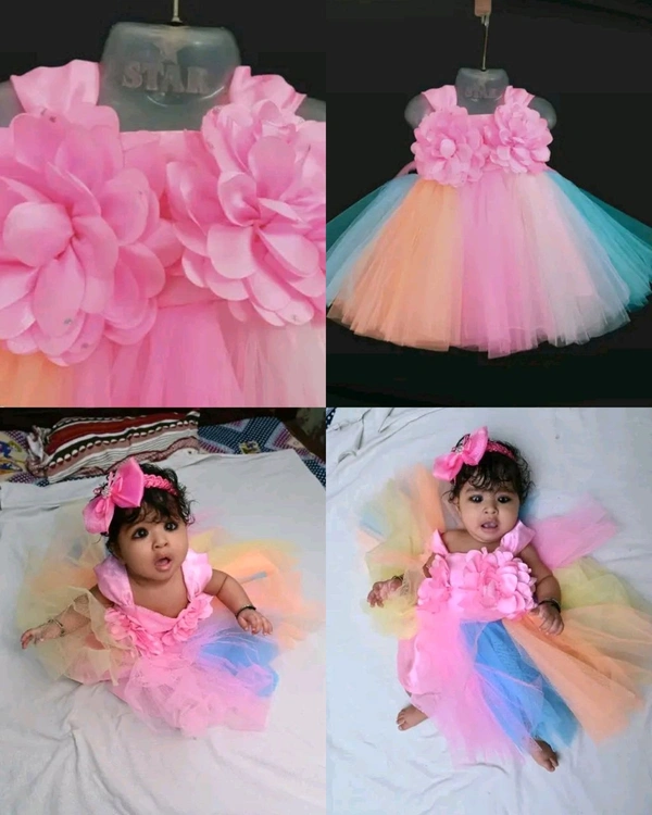 Fancy kids frock  - 1st Pink, 12-18 Months