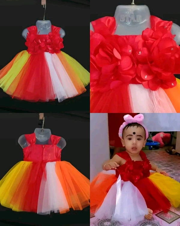 Fancy kids frock  - Red, 4-5 Years