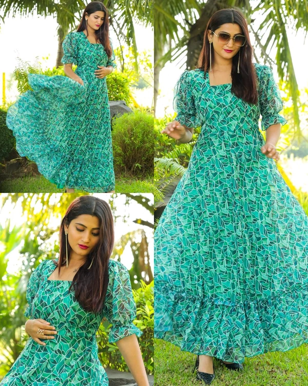 Premium gown for women party wear - Teal Green, XL