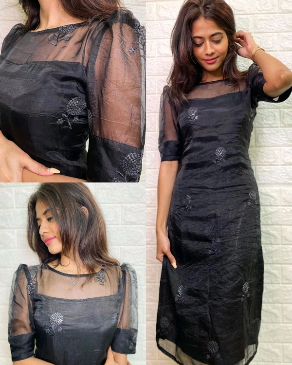 SEQUINEED KURTI  - XL, Black