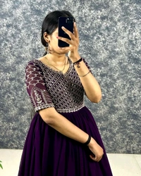 TRENDY BLOOMING Gown With Dupatta - Cherry Pie, XL