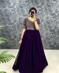 TRENDY BLOOMING Gown With Dupatta - Cherry Pie, XL