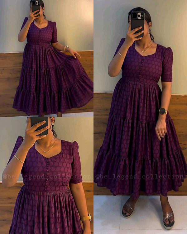 Hakoba 3 layer Midi Gown - 3XL, Wine