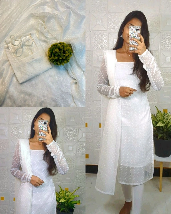 Trending kurti with dupatta with five beautiful colours  - White, M