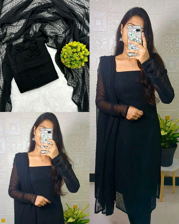 Trending kurti with dupatta with five beautiful colours  - Black, S