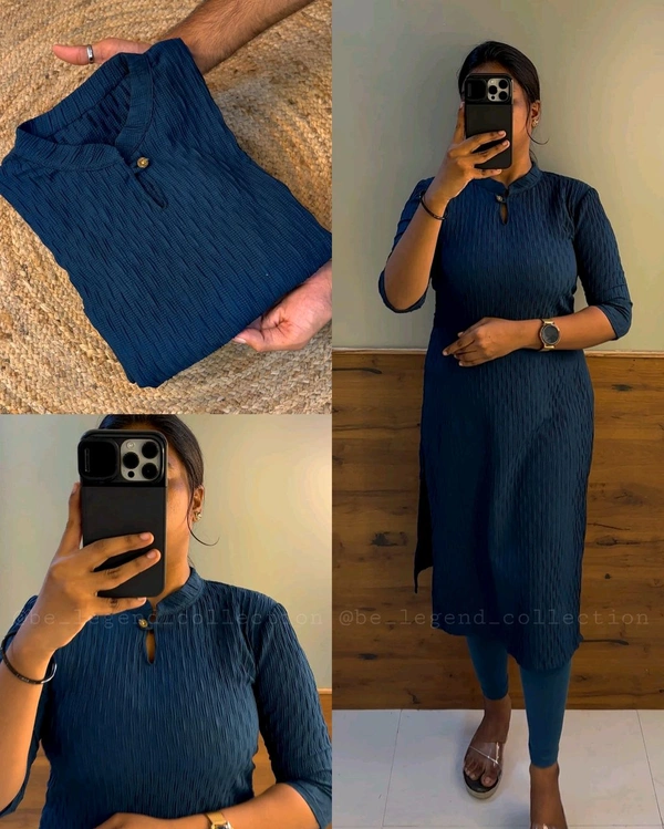 Trending Popcorn kurti - 2XL, Navy Blue