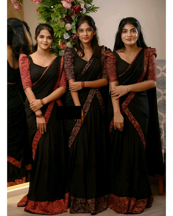 Ready to wear Beautiful 3 Colour DHAVANI SET - S, Black & Red