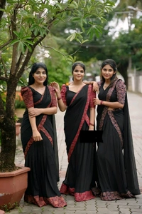 Ready to wear Beautiful 3 Colour DHAVANI SET - S, Black & Red