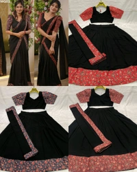 Ready to wear Beautiful 3 Colour DHAVANI SET - S, Black & Red