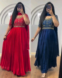 Grand Look Gown With Dupatta - M, Pigment Indigo